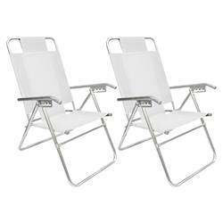 Set 2 Reposera Silla Aluminio Descansar 80015 5 Posiciones Blanco