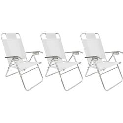 Set 3 Reposera 80015 Silla Aluminio 5 Posiciones Descansar Blanco