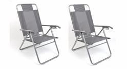 Combo 2 Reposeras Silla Alta Playa Aluminio 5 Pos Coversol