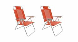 Combo 2 Reposeras Silla Alta Playa Aluminio 5 Pos Coversol