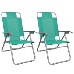 Set 2 Reposera Silla Aluminio Descansar 80015 5 Posiciones Verde Aqua
