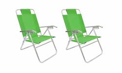 Combo 2 Reposeras Silla Alta Playa Aluminio 5 Pos Coversol