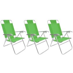 Set 3 Reposera 80015 Silla Aluminio 5 Posiciones Descansar Verde Manzana