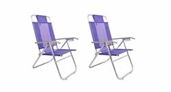 Combo 2 Reposeras Silla Alta Playa Aluminio 5 Pos Coversol