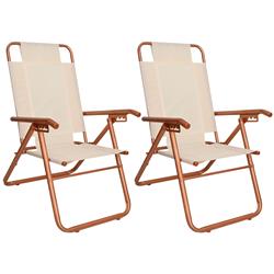 Set 2 Reposera Aluminio Playera Descansar Liviana 80041 Beige