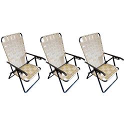 Set 3 Sillon Reposera 80042 Plegable Black Descansar 5 Pos Dorado Blanco