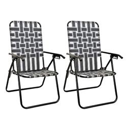 Set 2 Sillon Reposera Plegable Descansar 80042 5 Posiciones Negro Y Blanco