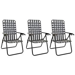 Set 3 Sillon Reposera 80042 Plegable Black Descansar 5 Pos Negro/blanco