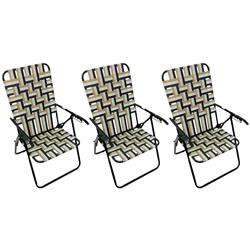Set 3 Sillon Reposera 80042 Plegable Black Descansar 5 Pos Negro Dorado Blanco