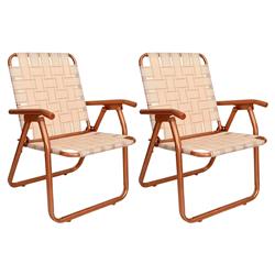 Set 2 Sillon Reposera Descansar 80049 Aluminio Reforzada Hueso Cobre