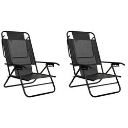 Juego 2 Reposera Sillon Aluminio Descansar Black 80050 5 Pos Negro