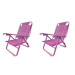 Set 2 Reposera Silla Plegable 80054 Descansar Baja 5 Pos Rosa
