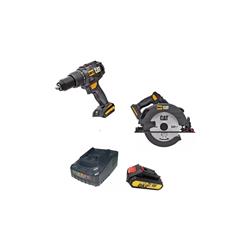 Taladro Cat + Sierra Circular Con Cargador Y Bater