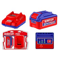 JUEGO 1 BATERIAS 4.0 AH 20V + 1 CARGADOR EMTOP EMTELBCPK10124