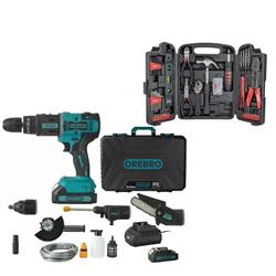 SET HERRAMIENTAS OMAHA SHK-159 + KIT INALAMBRICO MULTIHERRAMIENTA OREBRO LXB-20
